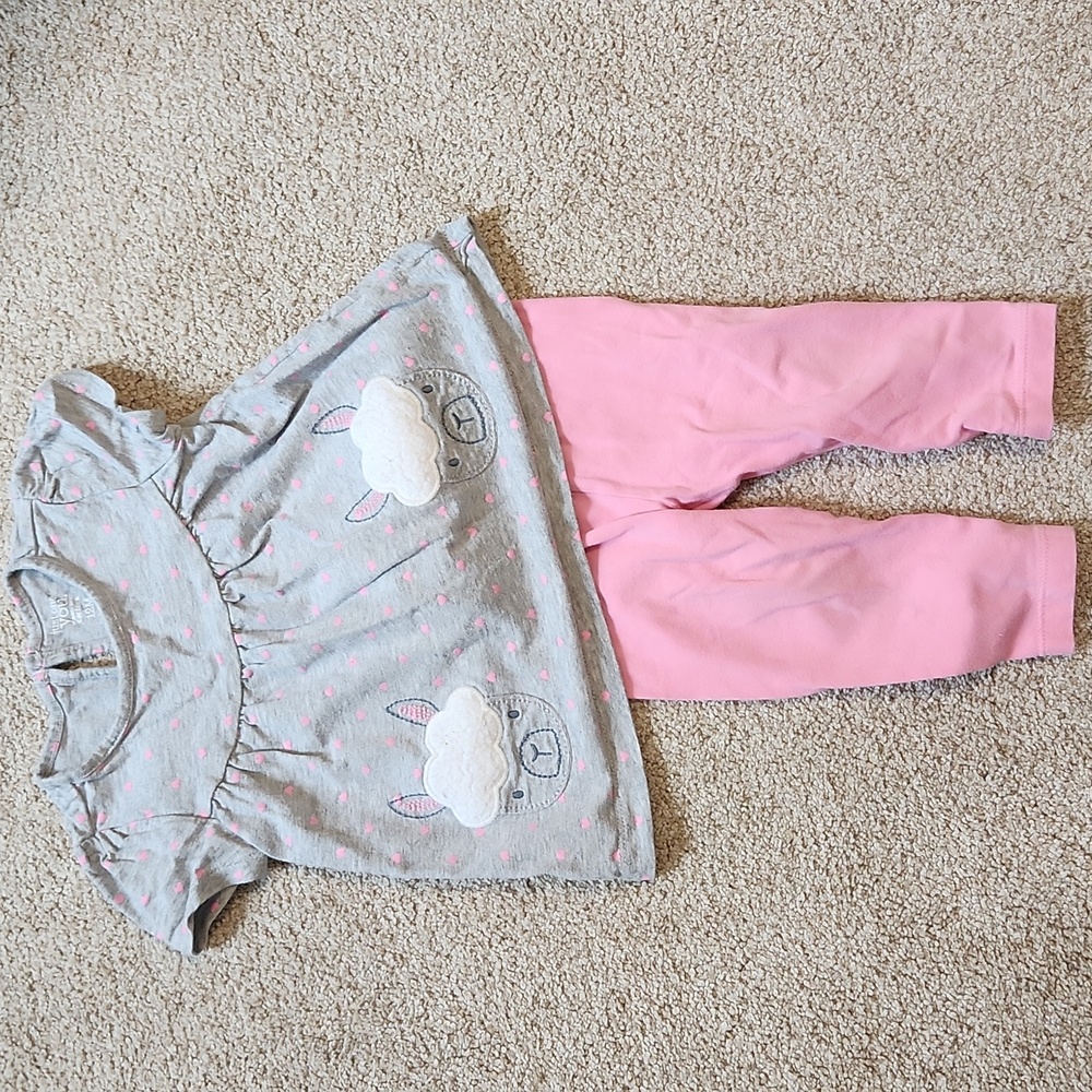 Lamb top, pink pants